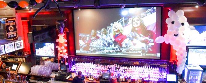 Corporate event balloon decorations in a Boston office lobby